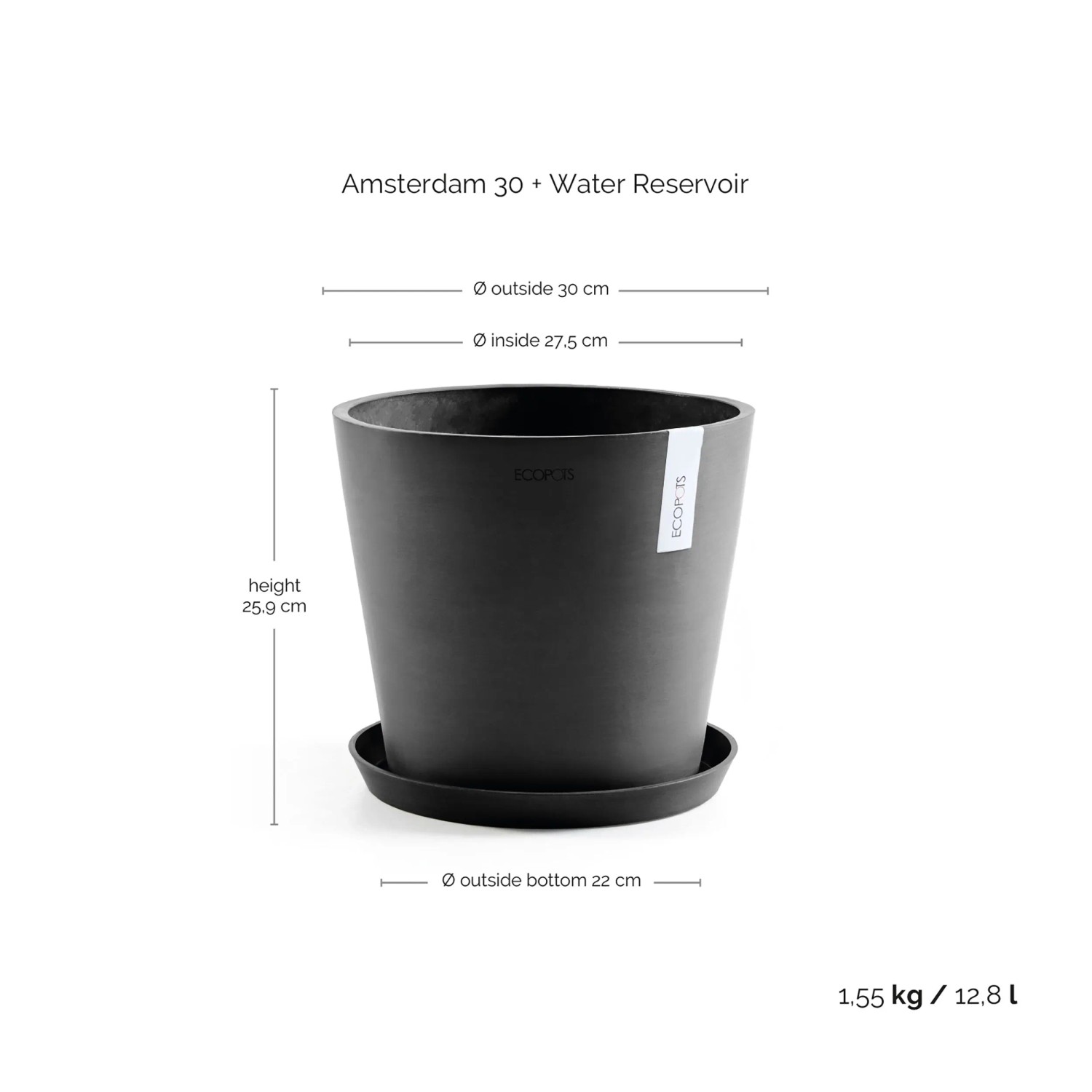 Ecopots Pflanztopf Amsterdam Dunkelgrau 30 cm x 26 cm kaufen bei OBI