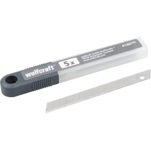 wolfcraft Abbrechklingen 9 mm, 10 Stück im Aufbewahrungsbehälter. Messerzubehör für Handwerker.