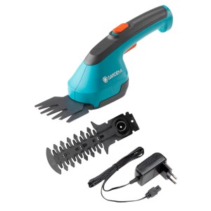 Gardena Akku Gras- und Strauchschere AccuCut Set mit Netzteil. Gras-, Strauchmesser und Ladegerät.