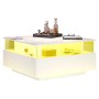 okwish Couchtisch mit LED 2 Schubladen Präsentationsbereich 70x70x41cm Weiß_9