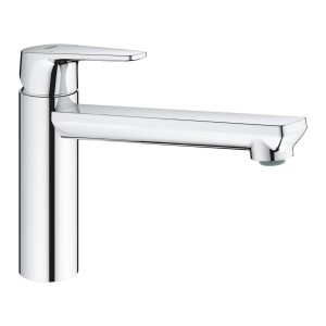 Grohe QuickFix Start Edge Spültischarmatur in Chrom, mittelhoher Auslauf.