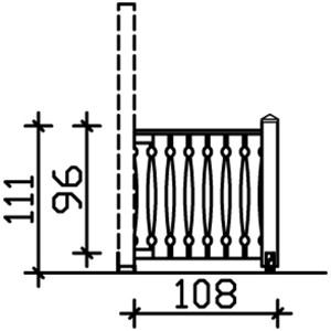 Technische Zeichnung: Skan Holz Brüstung Balkonschalung 108x96cm, Fichte Eiche hell, Zubehör für Lauben & Pavillons.