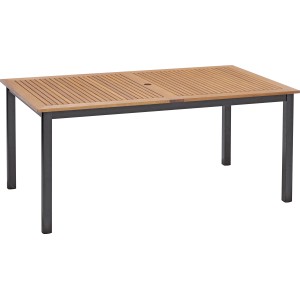Rechteckiger Gartentisch Bonlee aus FSC®-Holz, braun, 166x90 cm, mit Sonnenschirmloch.