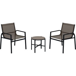 Balkonmöbel-Set Tapena 3-teilig Stahl Textilen Schwarz-Taupe