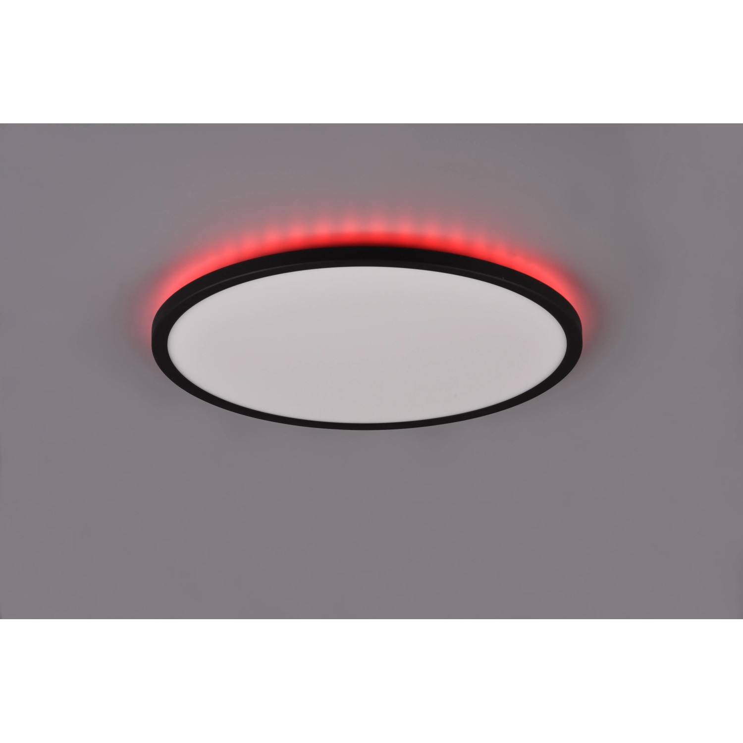 Schwarze, runde LED-Deckenleuchte Aureo mit RGB-Beleuchtung (Ø 40cm) für stimmungsvolles Licht.