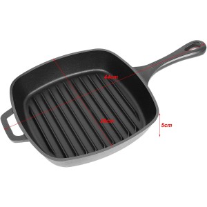 El Fuego Bratpfanne aus Gusseisen, Grillutensil mit Riffelung und zwei Griffen.