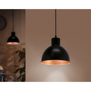 Eglo Pendelleuchte Vintage, schwarz-kupferfarben, für Wohn- und Esszimmer.