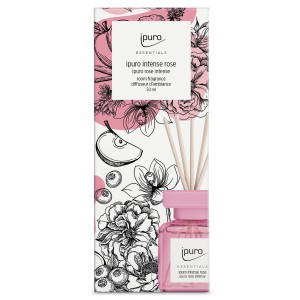 Ipuro Raumduft Intense Rose, 50ml. Blumiger Duft in rosa Verpackung mit Duftstäbchen.