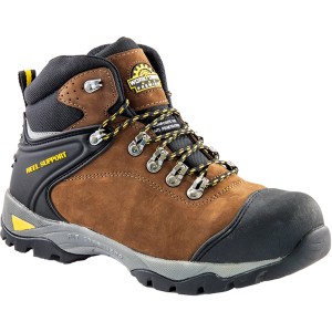 Workpower Sicherheitsstiefel S3 Tiger, braun, Größe 46. Arbeitsschuh aus Nubukleder mit Schnürung.