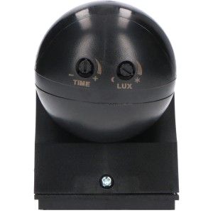 Schwarzer LED Aufputz-Bewegungsmelder 180° IP54 für Innen- und Außenbereiche.
