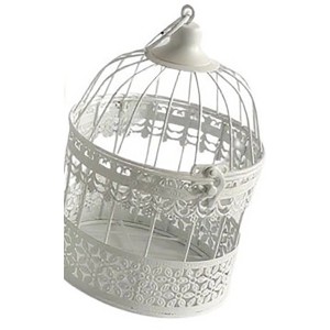 Weißer Deko-Vogelkäfig Louisa XS von Boltze, handgearbeitet mit Hängevorrichtung.