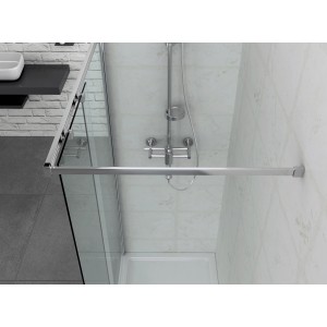 Sanotechnik Walk In Duschwand Elite, 120 cm breit, Klarglas und Chrom-Rahmen.
