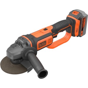 Black+Decker Akku-Winkelschleifer BCG720M1, 18V, mit Akku und Zusatzhandgriff.