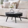 okwish Couchtisch mit Rundem Design und Metallbeinen für Wohnzimmer cm 70x70x35 Schwarz_3