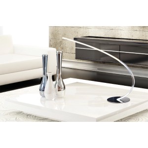 Moderne LED-Tischleuchte Loop Line von Näve, 44 cm hoch, aus Edelstahl. Design-Tischlampe für Wohnzimmer.