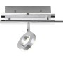 Detailaufnahme: Dreiflammige LED-Deckenleuchte Sileda, Aluminium matt, schwenkbare Spots.