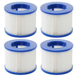 4er-Set MCW Wasserfilter für Whirlpool E32, Filterkartuschen mit blauem Rand.