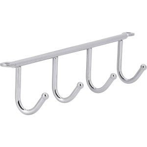 Siro Hakenleiste mit 4 Haken, Chrom glänzend, 272 mm lang, zur Wandmontage.