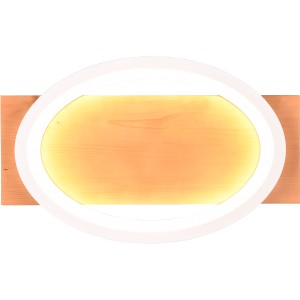 Trio LED Wandleuchte Barca, weiß matt, mit Holzsockel. Moderne Wandlampe für Wohnraum.