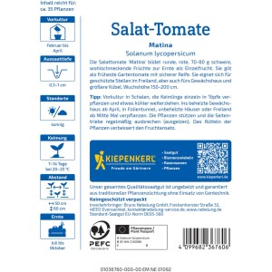 Kiepenkerl Saatgut Salat-Tomate Matina: Samenpackung mit Infos zu Anbau und Ernte.