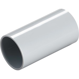 Helle, graue EN32 Muffe für Isolierrohre aus Kunststoff zur Verbindung von Rohren.