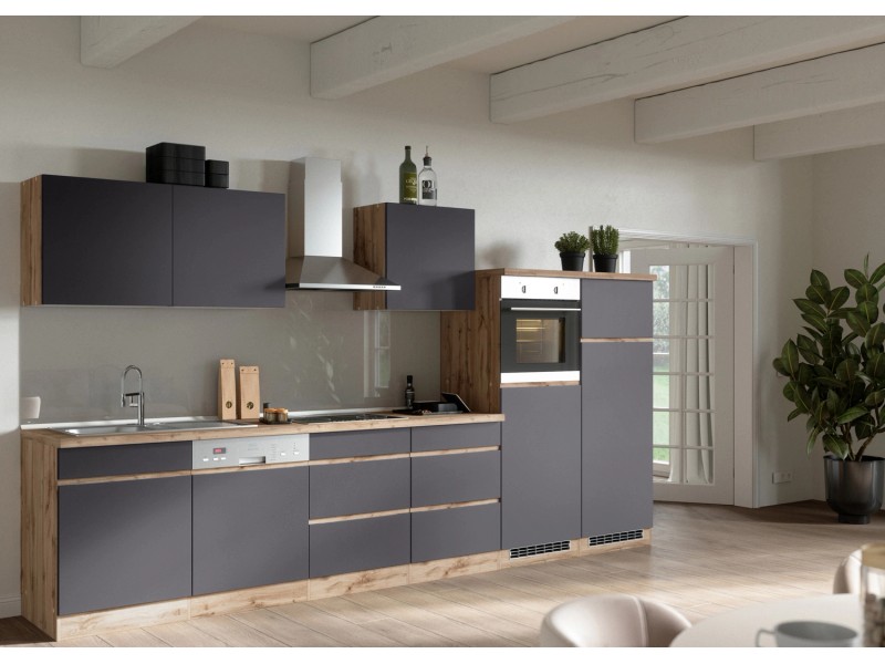 Held Möbel Küchenzeile Turin OBI kaufen mit Graphit-Wotaneiche bei 360 cm E-Geräten