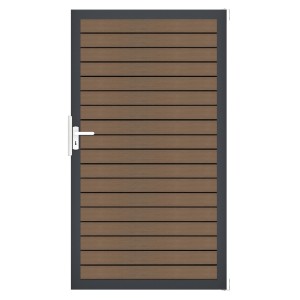 GroJa Tor 1-flg. Solid Rhombus 100 cm x 180 cm Teak Co-Extrudiert Rahmen DB703