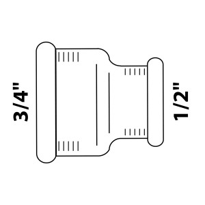 Kirchhoff Reduzier-Doppelmuffe, Chrom, 3/4 IG x 1/2 IG, Gewindefitting für Sanitär- und Heizungsinstallation.