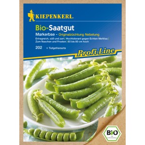 Kiepenkerl Bio Markerbse Vitara Saatgut Packung mit Erbsen.