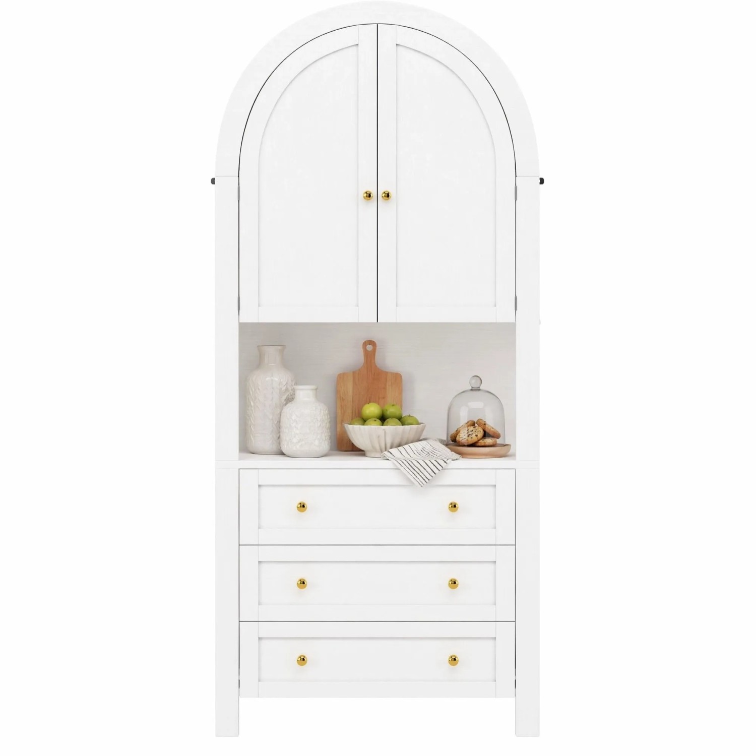 okwish Aufbewahrungsschrank mit Schubladen Türen Regal Wohnzimmer 70x35x180cm Weiß_9