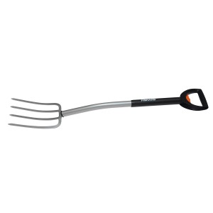 Fiskars SmartFit Teleskop-Spatengabel, 105-125 cm, für Garten- und Bodenarbeiten.