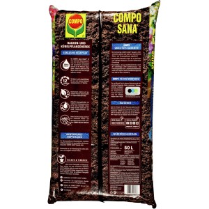 Compo Sana Balkon- und Kübelpflanzenerde, 50L Sack. Spezialerde für Balkon- und Terrassenpflanzen.