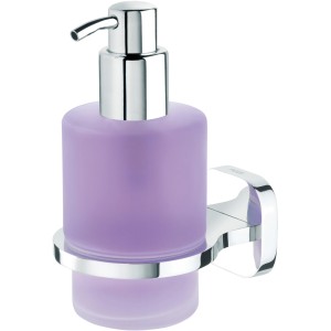 Tiger Seifenspender Ramos Chrom, Wandmontage, Glasbehälter lila, Badaccessoire.