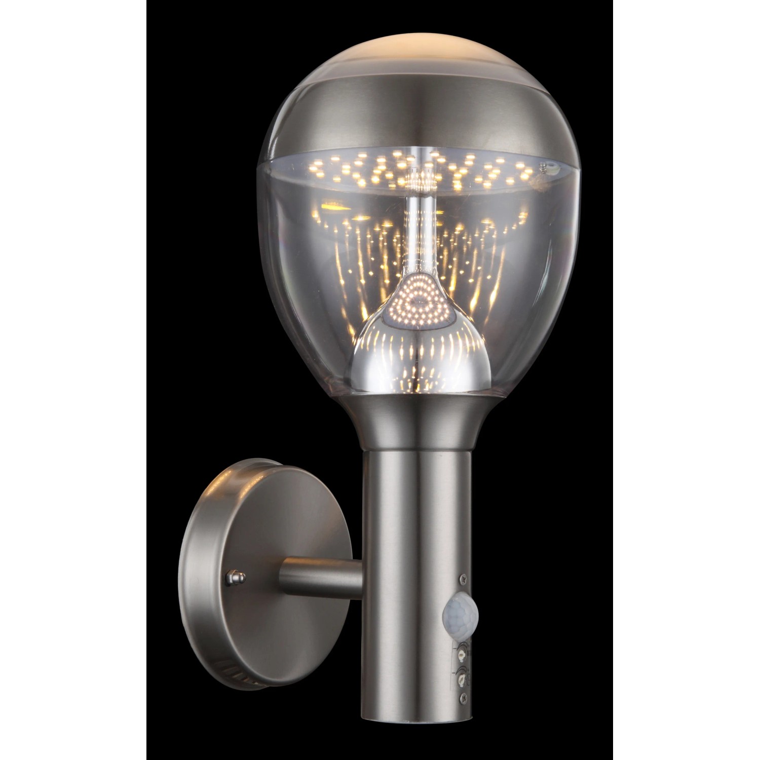 Moderne Globo LED-Außenwandleuchte Callisto mit Bewegungsmelder aus Edelstahl.