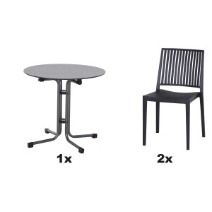 Siena Garden Gartenmöbel Set Lane, 3-teilig, anthrazit: 1 Tisch, 2 Stühle. Ideal für Lounge-Bereich.