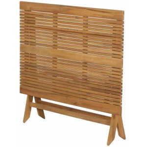 Zusammengeklappter, rechteckiger Siena Garden Klapptisch Falun aus Holz, 80x120 cm. Gartentisch platzsparend verstaut.