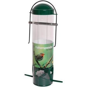 XXL Vogelfutterspender Futterautomat aus Kunststoff mit zwei Futterplätzen.