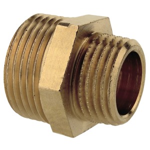 Kirchhoff Reduzier-Doppelnippel aus Messing, 21 mm auf 16,7 mm, für Gewindefittings.