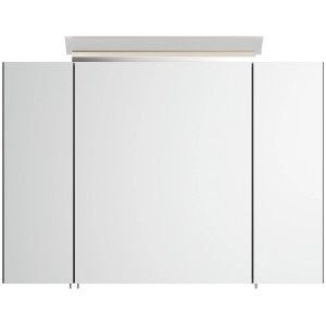 Posseik Spiegelschrank, 90 cm, Grafit, mit LED-Lampe und Glasböden.