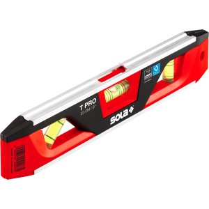 T Pro Torpedo-Wasserwaage, 23 cm, rot, mit Magnet und 4-Ring-Libelle für präzises Messen.