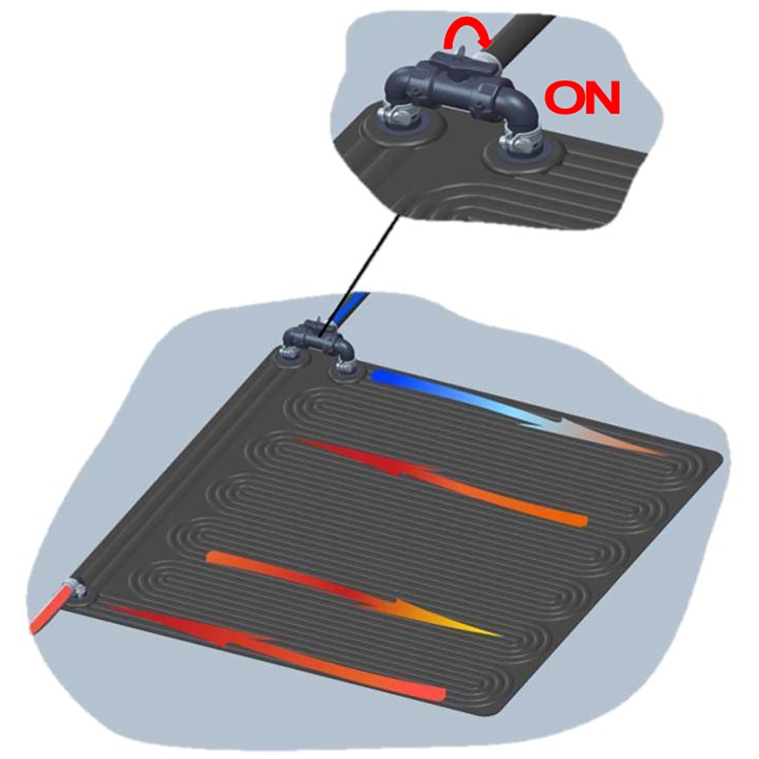 Intex Solarmatte 120x120 cm zur Poolwasser Erwärmung mit Bypass Ventil.