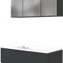 Held Möbel Waschtisch-Set Verona, 100 cm, matt Grau-Graphitgrau mit Spiegelschrank und Mineralgussbecken.