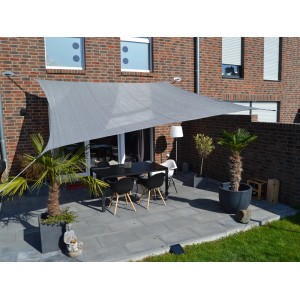 Floracord Vierecksonnensegel HDPE Silbergrau 360 cm x 360 cm