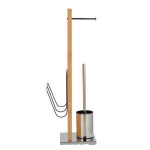 WENKO WC-Garnitur Portofino aus Bambus mit WC-Bürste, Papier- und Zeitungshalter.