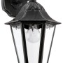 Rustikale Eglo Außenwandleuchte Navedo in Schwarz mit Silber-Patina. Laternen-Design für E27 Leuchtmittel.