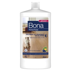 Bona Parkett Polish Glänzend 1 l für die Holzpflege und Schutz lackierter Holzböden.