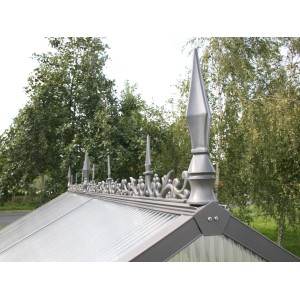 KGT Firstverzierung Typ II für Gewächshaus, dekorativer Firstschmuck aus Aluminium.