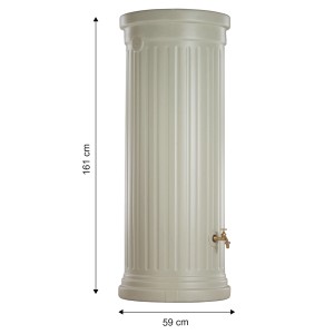 Garantia Regenwassertank 330 l, sandbeige, Säulen-Design mit Maßen.