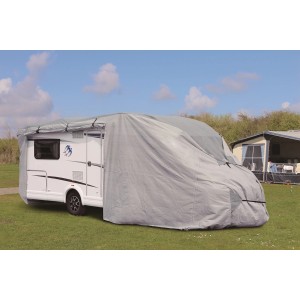 Graue Wohnmobil Abdeckplane Größe L von Garden Pleasure schützt vor Witterung und Schmutz.