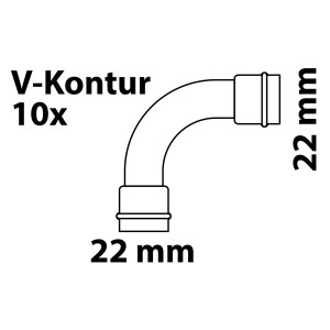 Kirchhoff CU-Bogen 90° 22mm, 10er-Set, blank, für Pressfittings.
